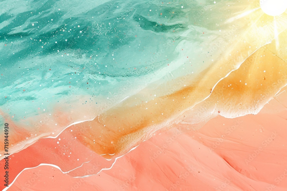 Fototapeta premium ocean and beach with sunrise in the background, in the style of pop inspo,