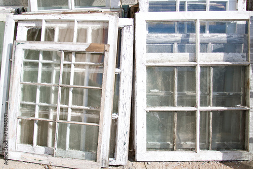 фотографія Antique Farmhouse Windows Reclaimed For Architectural Salvage