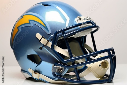 Sky blue football helmet with Los Angeles Chargers logo. Generative AI © Ismael