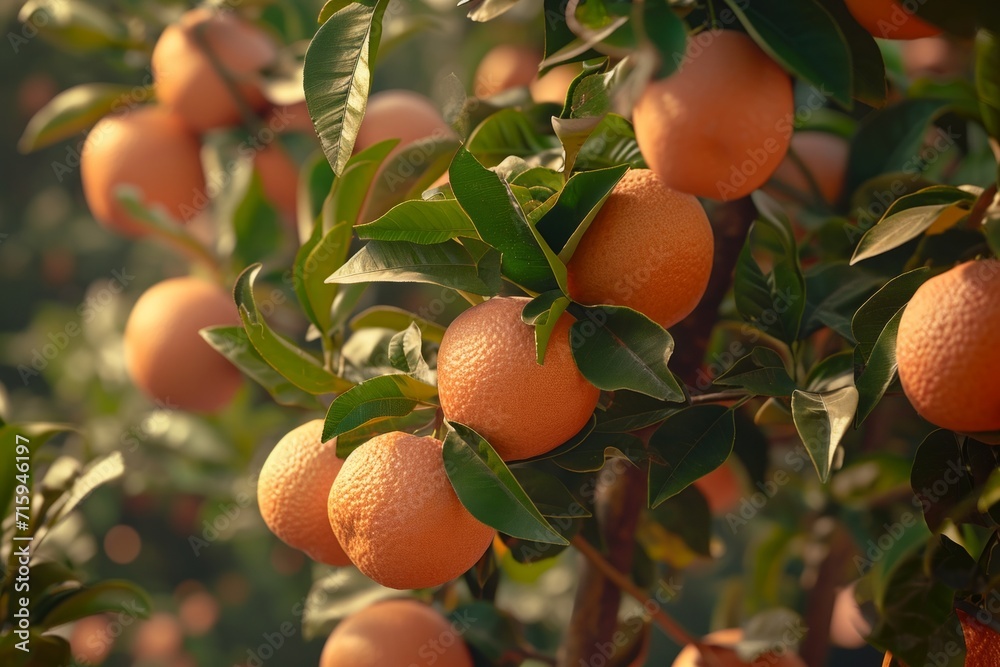 Grapefruit tree with a vibrant display of citrusy, pink grapefruits, a tangy burst. Grapefruit tree with a vibrant display of citrusy, pink grapefruits, a tangy burst.