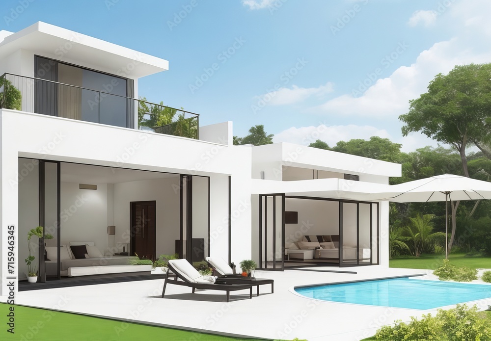 modern villa with open plan living and private modern villa with open plan living and private
