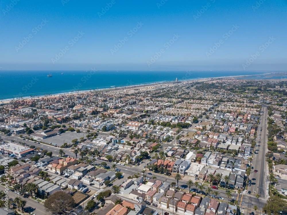 Aerial view of Huntington Beach, Orange County, California 