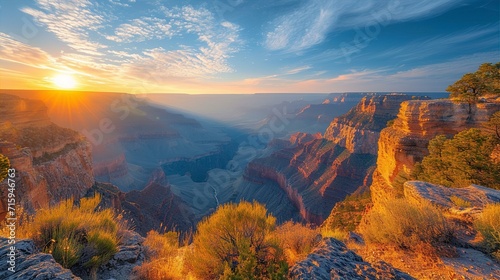 Sunset over Big Canyon inspired by National Park in Arizona