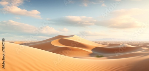 Mesmerizing sunlit sand dunes, creating undulating patterns in the desert breeze.