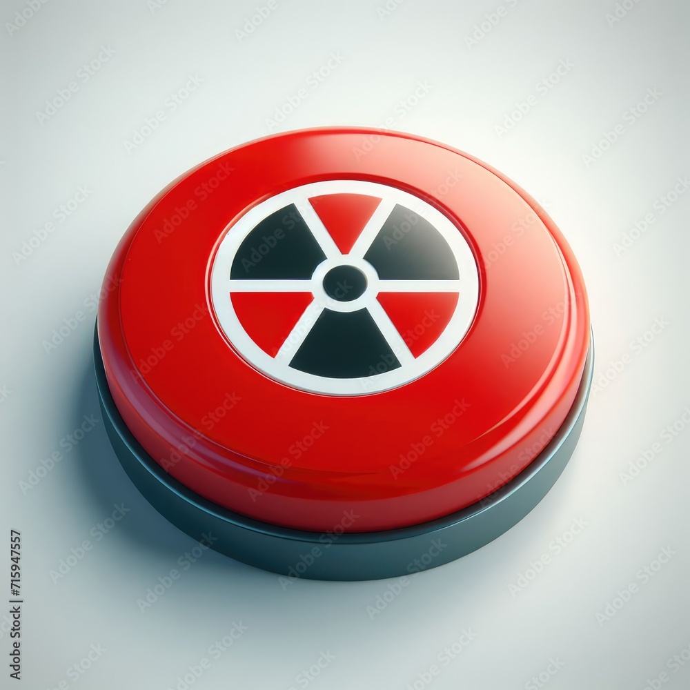 radiation warning sign on red danger button
