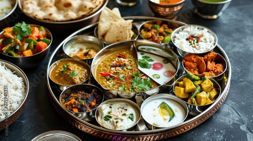Indian platter thali - Indian food set photo