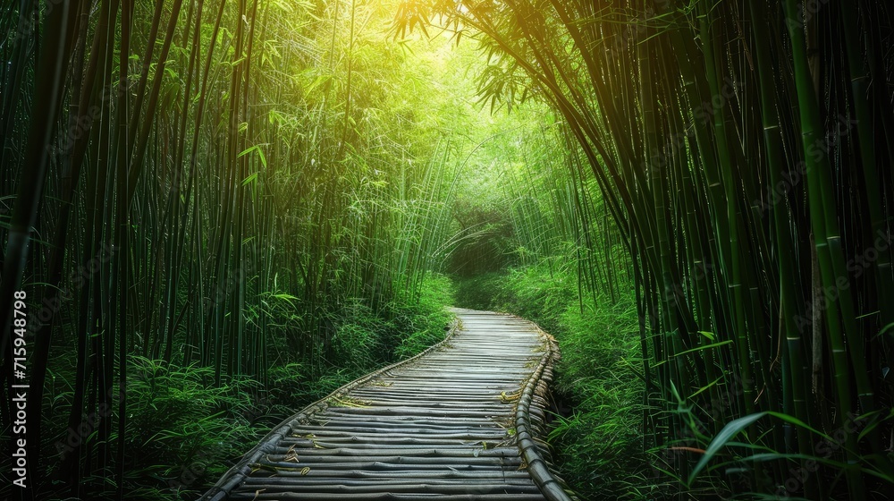 path winds through a bamboo forest path winds through a bamboo forest