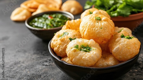 Panipuri or fuchka fhuchka or gupchup or golgappa or Pani ke Patake is a type of snack that originated in the Indian subcontinent photo