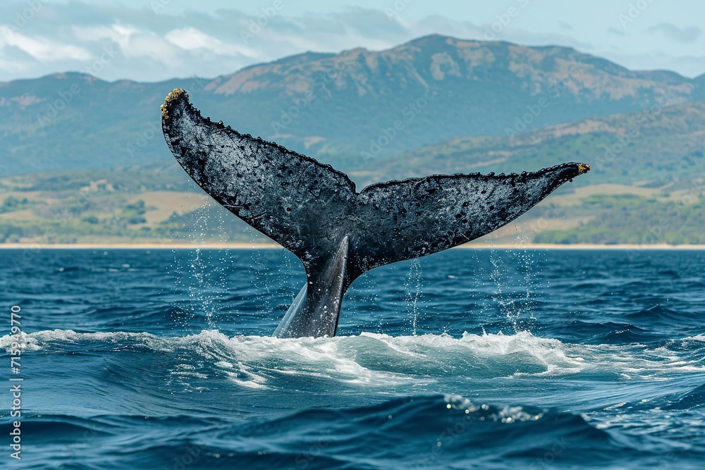 Fototapeta premium whale tail above the water