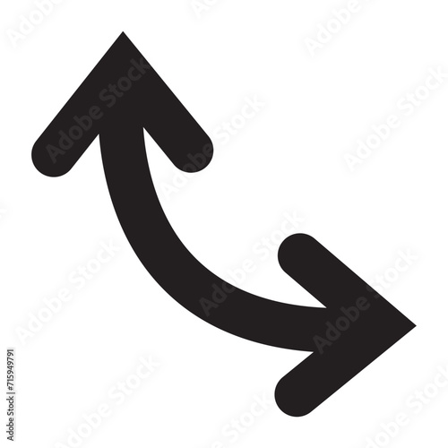 Dual semi circle arrow. Vector illustration. Semicircular curved thin long double ended arrow. vector