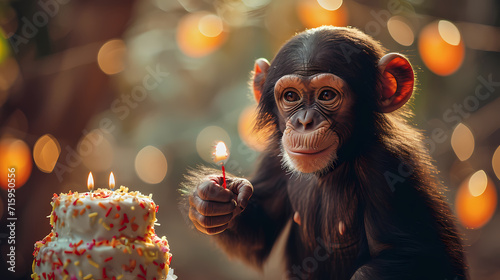 monkey with candles