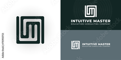 abstract initial letter I and M in black color isolated on a white background applied for education consulting company logo also suitable for the brands or companies that have initial name IM or MI
