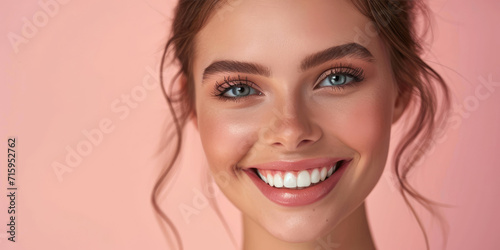 Close up shot of a beautiful woman smile