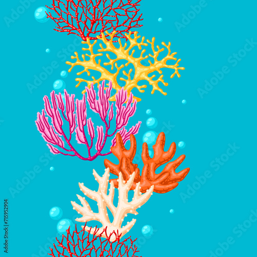 Illustration of sea coral. Marine life aquarium and water fauna.