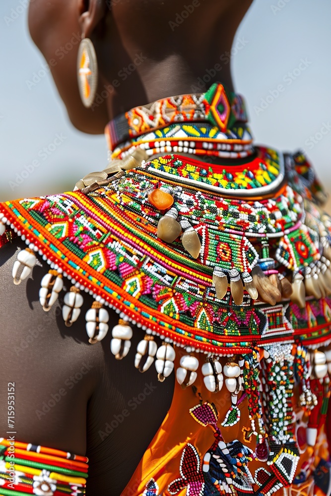 Naklejka premium Samburo woman with traditional style ornamentation details