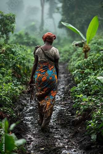 african woman walking alone on the trail
