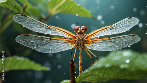 dragonfly on a flower dragonfly on a leaf dragonfly on a leaf  © Awais