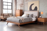 Mid-Century Modern Bed - United States - Beds featuring clean lines, geometric shapes, and minimalist design, representing the mid-20th-century modernist aesthetic