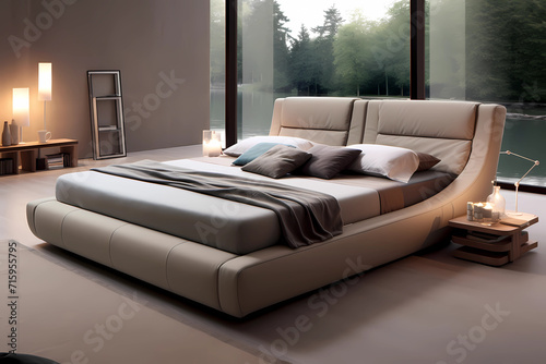 Padded Bed Frame - United States - Bed frames with padded upholstery along the frame, offering a soft and comfortable touch photo