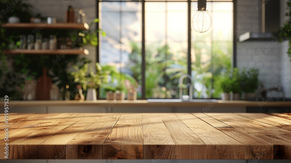 Wooden table mockup kitchen background in 3d without backoground png for advertisement. Created using generative AI. Wooden table mockup kitchen background in 3d without backoground png for advertisement. Created using generative AI.