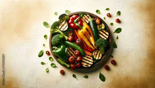Fresh Grilled Vegetables on Rustic Table, Healthy Eating Concept
