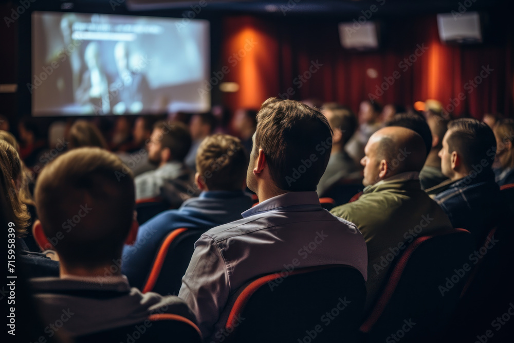 Audience Watching a Movie in a Theater. Audience Watching a Movie in a Theater.