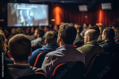 Audience Watching a Movie in a Theater.