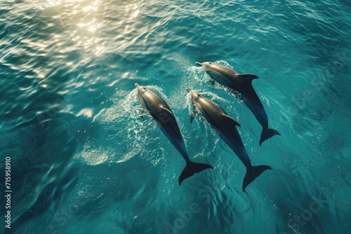 Elegance dolphins in the turquoise sea