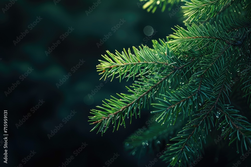 Green pine needles on a dark background Green pine needles on a dark background