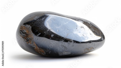 Polished Hematite showcasing its reflective surface and dark allure, on a white background