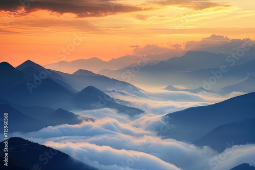 Mountains covered with clouds and fog in the background © BraveSpirit