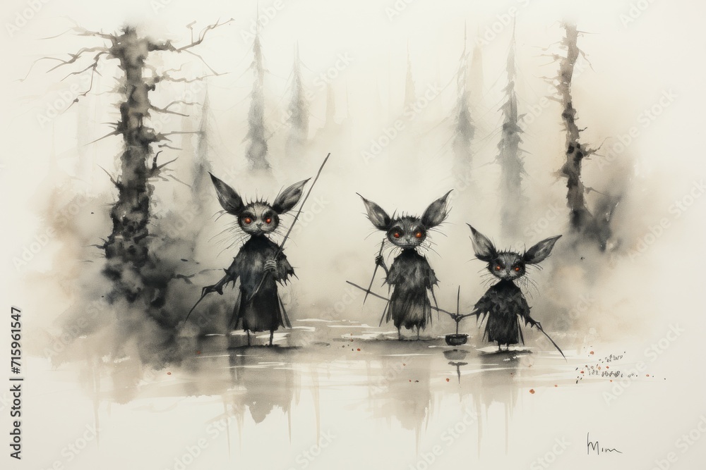 Obraz premium Mischievous shadow imps - Generative AI