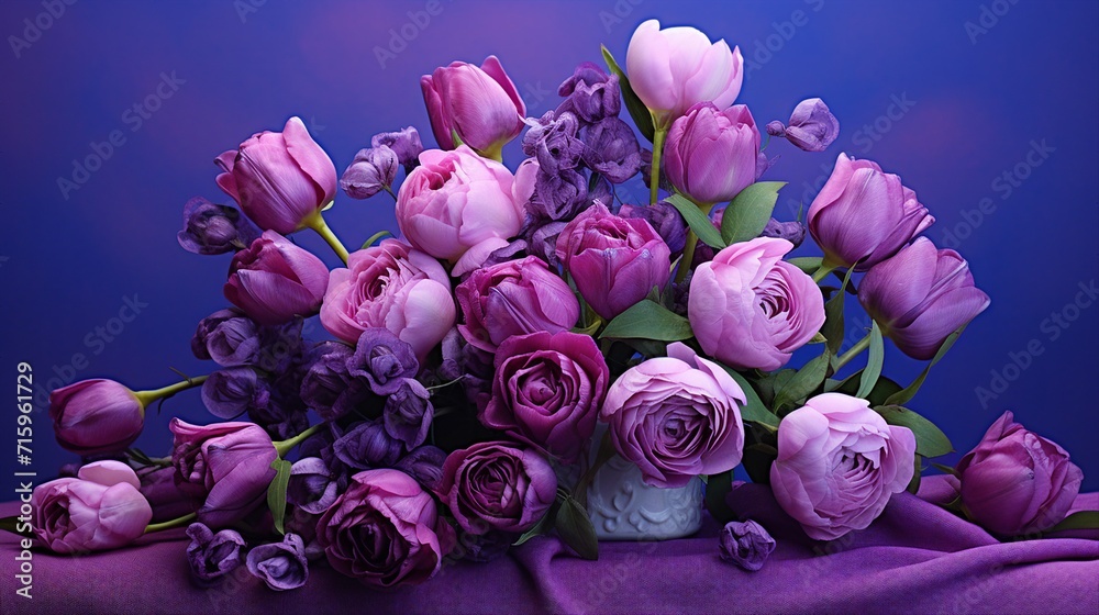 A bouquet pink floral blossom, rose background