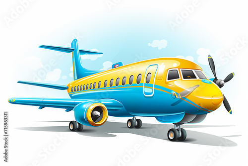 Illustration of a cartoon bright airplane on a white background