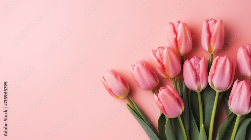 A bunch of pink tulips on a pink background A bunch of pink tulips on a pink background