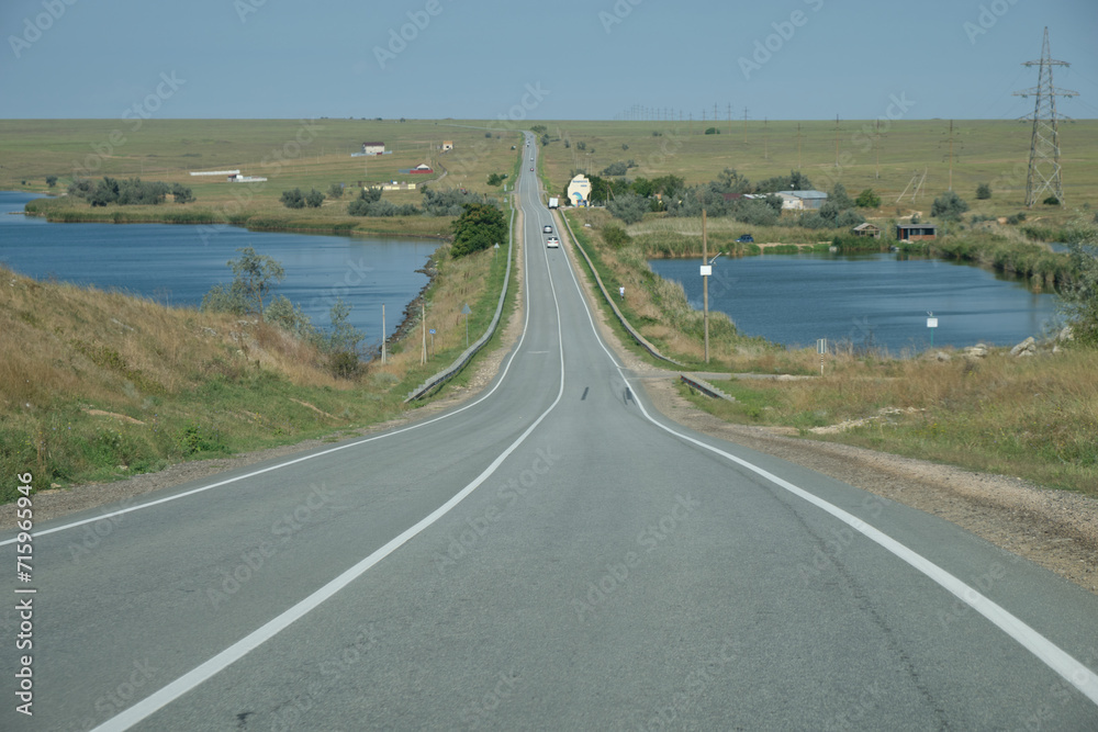 traveling by car along the roads of Russia
