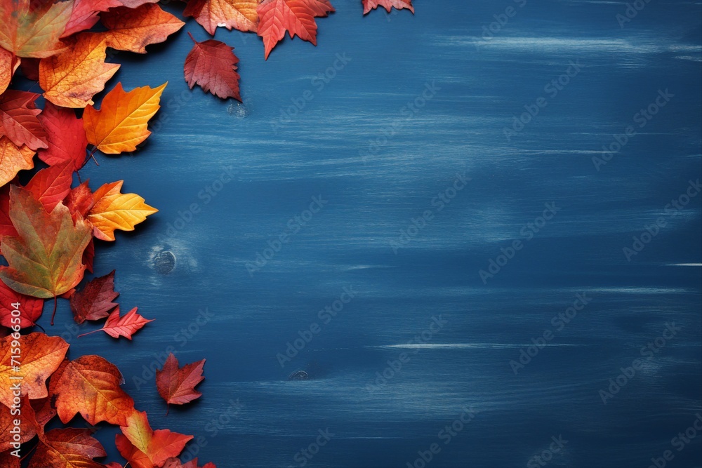 Frame of Yellow Maple Leaves, Red Oak Leaves, Pear, and Acorns, texture background