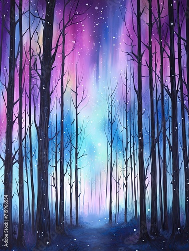 Ethereal Aurora Borealis Night Sky Artwork  Luminous Starry Backdrop Display