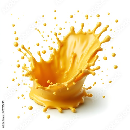 yellow splash of sauce isolated on white background