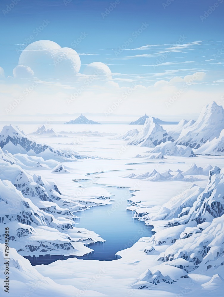 Frosty Snowfield Islands: Majestic Snow-Covered Expanse Artwork