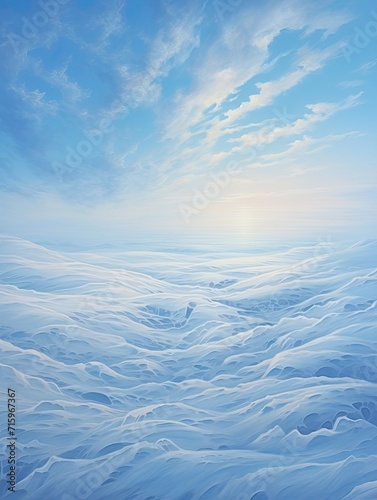 Frosty Snowfield Expanse: Abstract Landscapes of Modern Snowfields