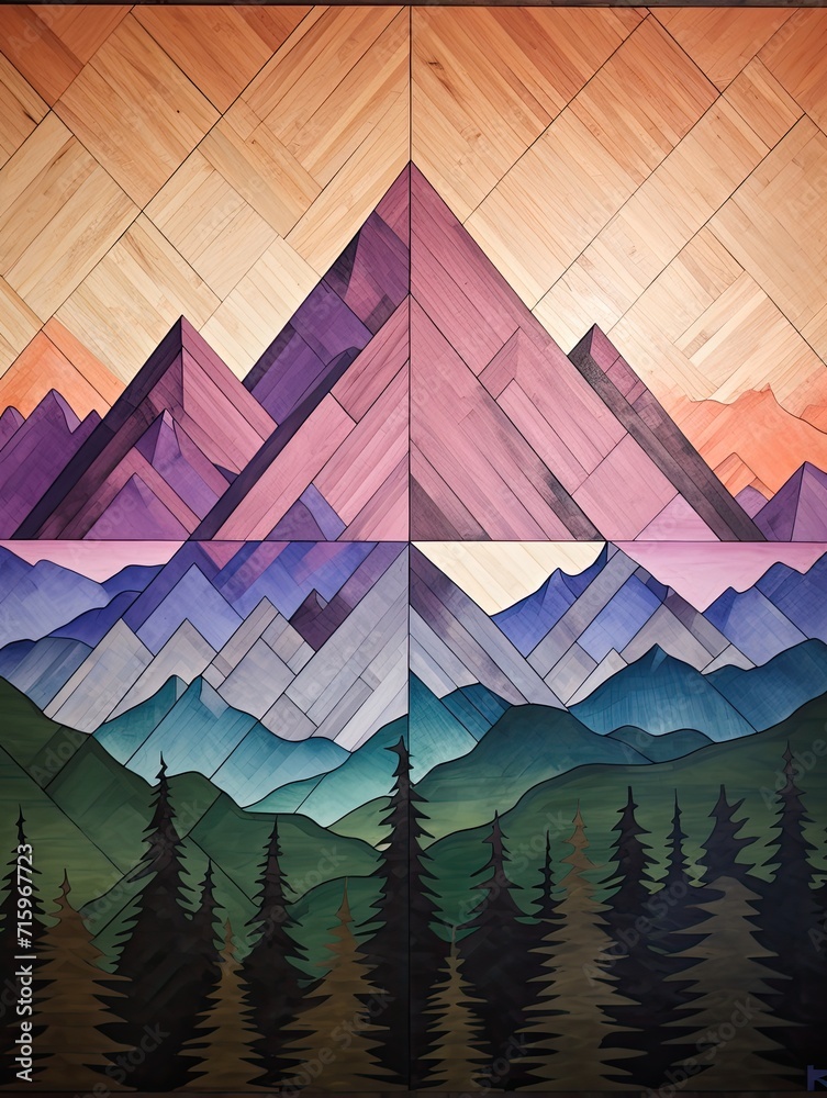 Geometric Mountain Scenes: Tranquil Vistas of Geometric Viewpoints for Inspired Wall Art