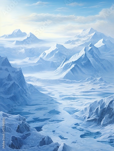 Glistening Glacier Terrains: Frozen Beauty Panorama Print © Michael