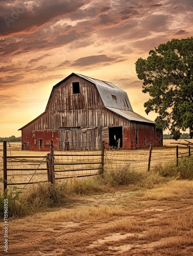 Rustic Farm Scenes - Historic American Barns Landscape Poster for Vintage Wall Decor