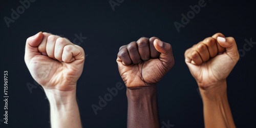 Raised hands of multiracial people