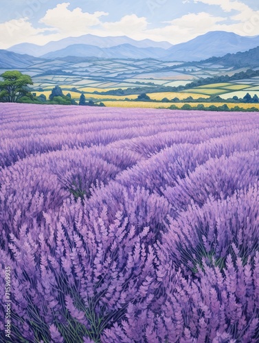 Lavender Field Breezes  Canvas Print Landscape  Captivating Garden Scene Art