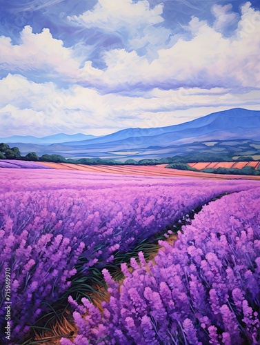 Lavender Field Breezes  A Serene Canvas Print of a Garden Landscape