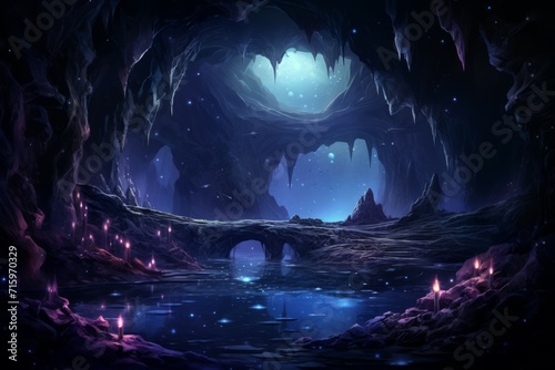 Mysterious starlight caves - Generative AI © Sidewaypics