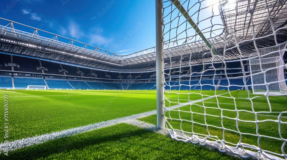 Fototapeta premium Wide angle view of empty football stadium.