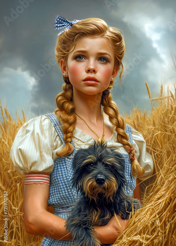 Portrait Of a Kansas Farm Girl and Her Little Dog Too photo